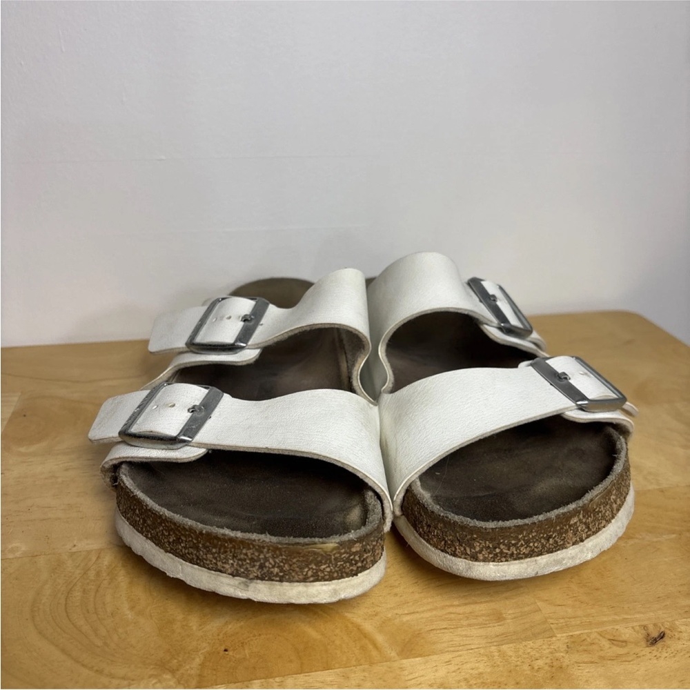 Birkenstock Arizona Sandals Adjustable Straps With Buckle White Upper sz 42 - Picture 7 of 12